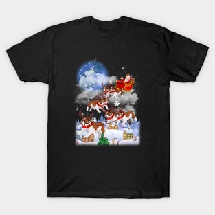 Santa Clause Drives Bulldog Reindeer Sleigh T-Shirt